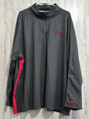 Nike Ohio State Buckeyes Charcoal Gray Quarter Zip Long Sleeve Pullover Size 4XL
